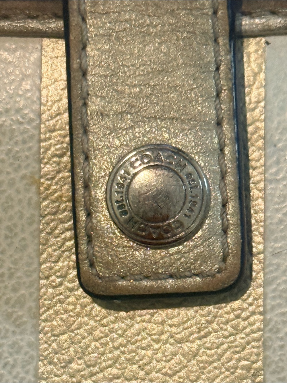 Coach Beige Signature Stripe Wallet with Metallic Gold Trim - Picture 3 of 5